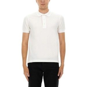 Tom Ford Textured White Pique Polo With Collared Neckline - NWT